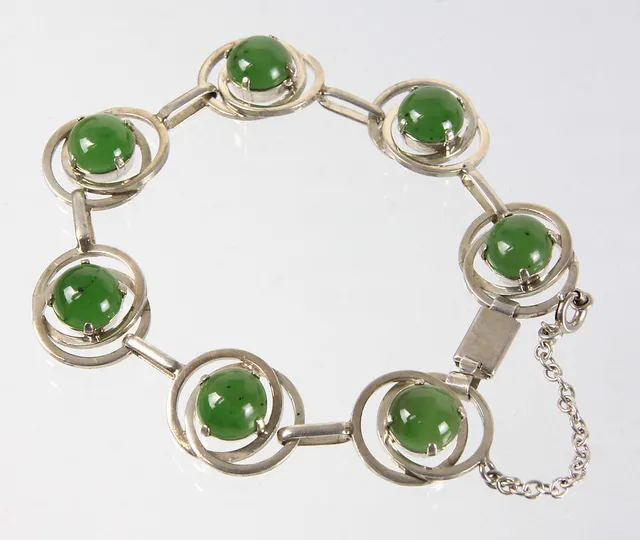 JADEARMBAND, JADE, SILBER 830.