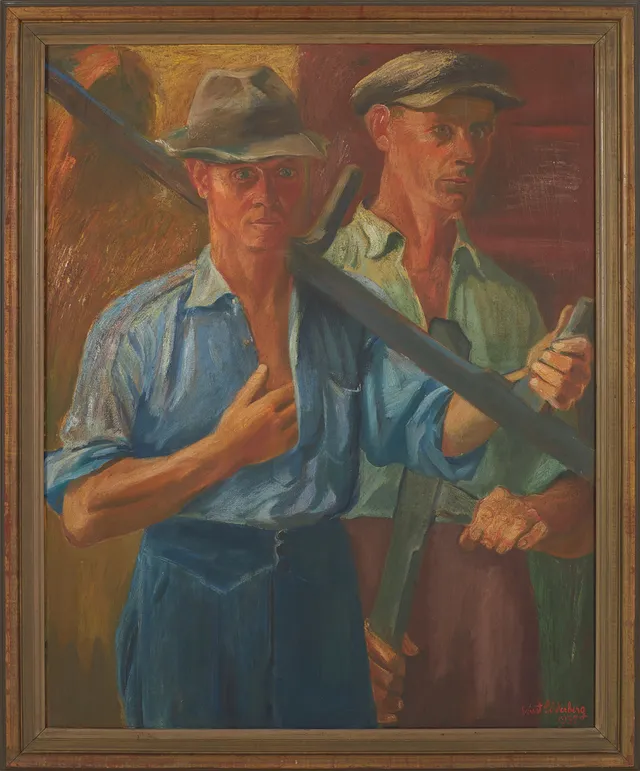 ERNST SÖDERBERG. "Karl & Erik", olja på duk, signerad och daterad.