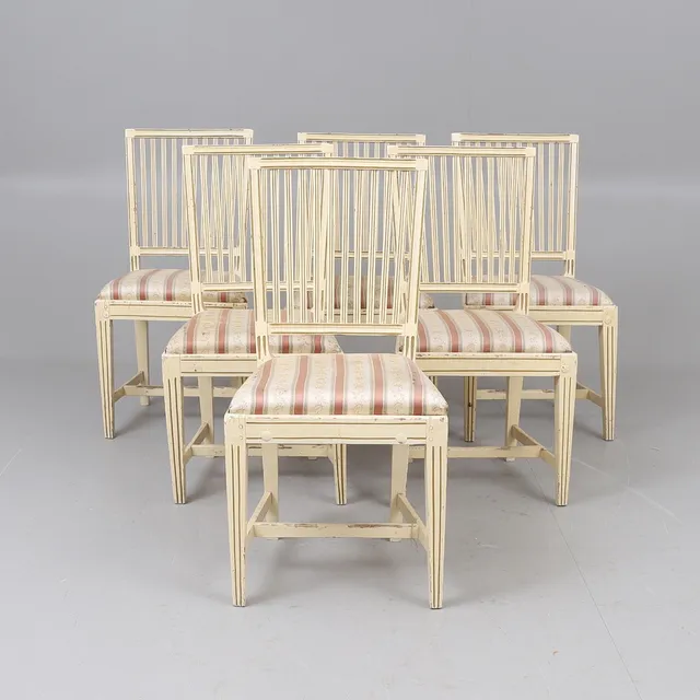 STOLAR, 6 stycken, gustaviansk stil, 1800-tal.