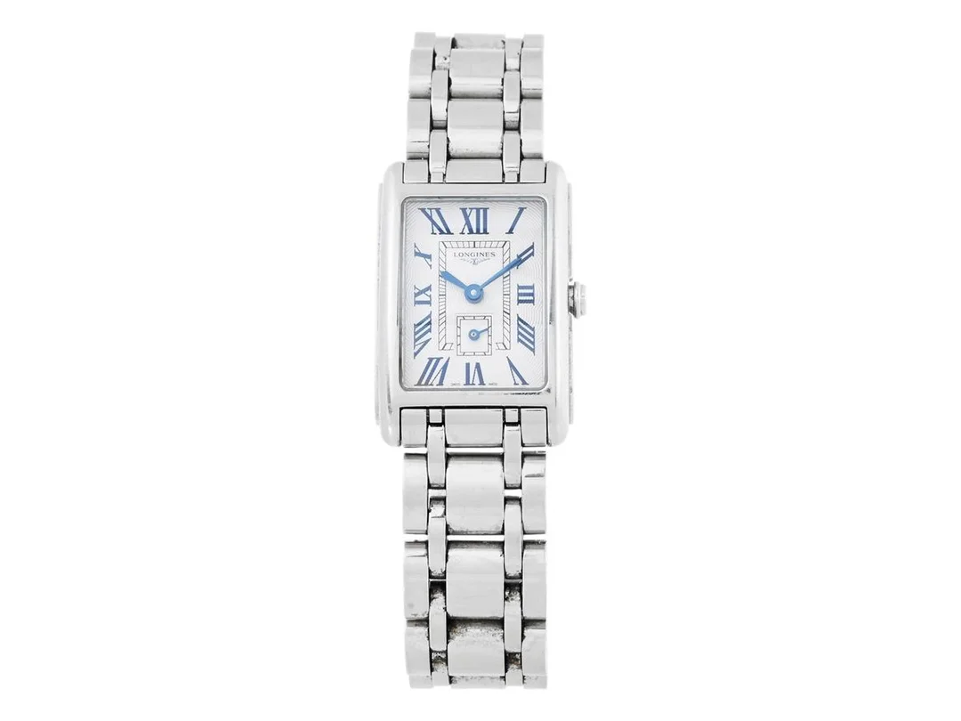 LONGINES, Dolce Vita, Serie nr, 54465409, Ref nr. L5.255.4.71.6, Boett nr. L5.255.4, damur, 20,8 x 32 mm, stål, quartz, safirglas, liten sekundvisare, originallänk, viklås, Ref nr. L600145184 W, cert, juni 2023, box, ytterkartong. — Klockor/Longines — Kaplans