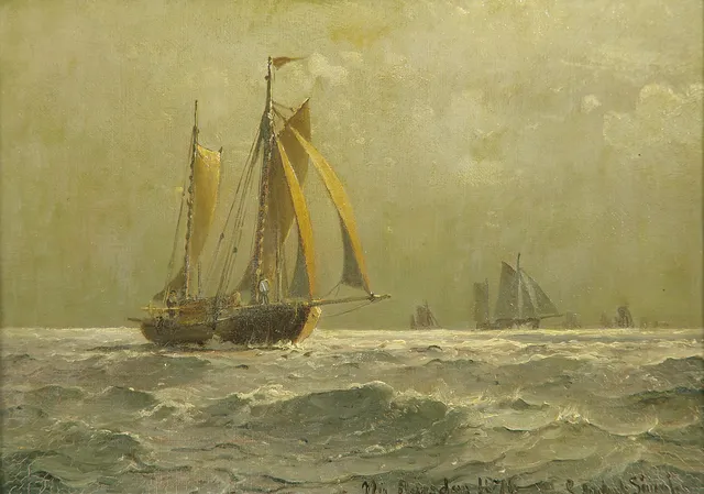 CARL FREDERICK SÖRENSEN. Marinmålning, olja på duk, signerad C. Fredrik Sörensen 1876.