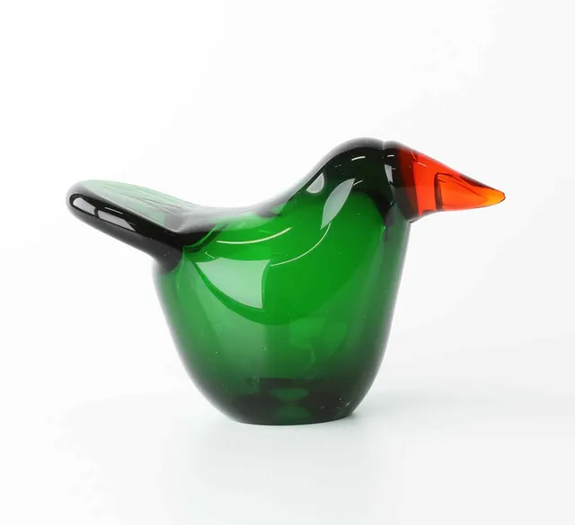 OIVA TOIKKA. fågel, glas, "Sieppo" ("Flugsnappare"), signerad Oiva Toikka, Nuutajärvi Notsjö.
