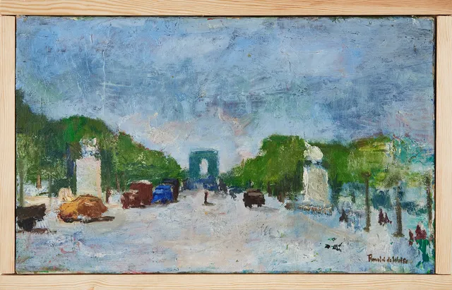 RONALD DE WOLFE (1920-2011). Champs-Élysées, olja på duk.