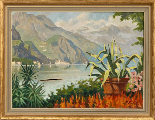 TYRA KLEEN. "Bellagio" olja på duk, signerad och daterad 1935.