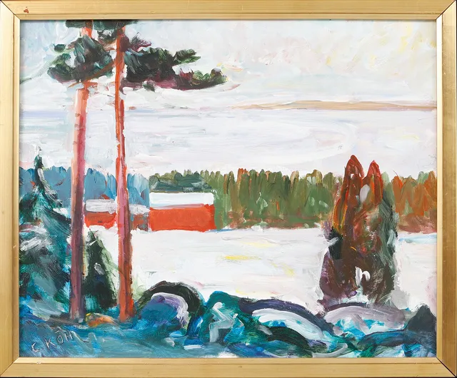 CARL KÖHLER. Landskap, olja på pannå, signerad.