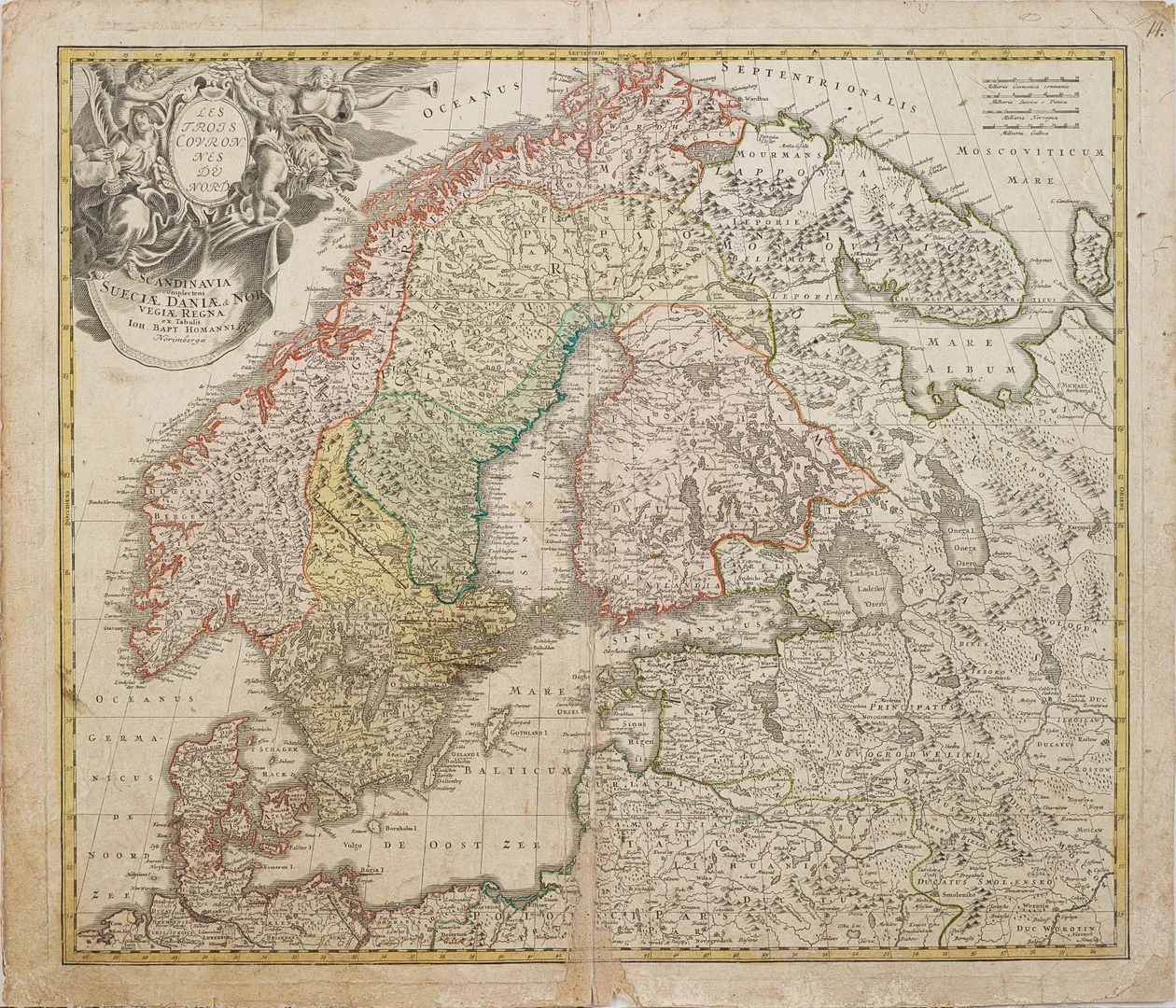 KARTA SKANDINAVIEN AV HOMANN, ca 1730. — Maps — Stockholms Auktionsverk Magasin 5