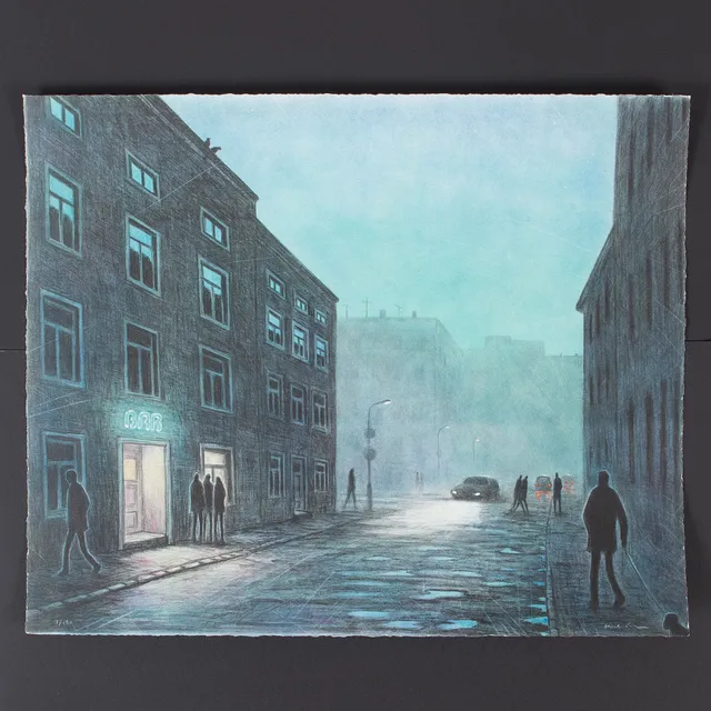 MIKAEL KIHLMAN. Färglitografi, "Bar", signerad och numrerad.