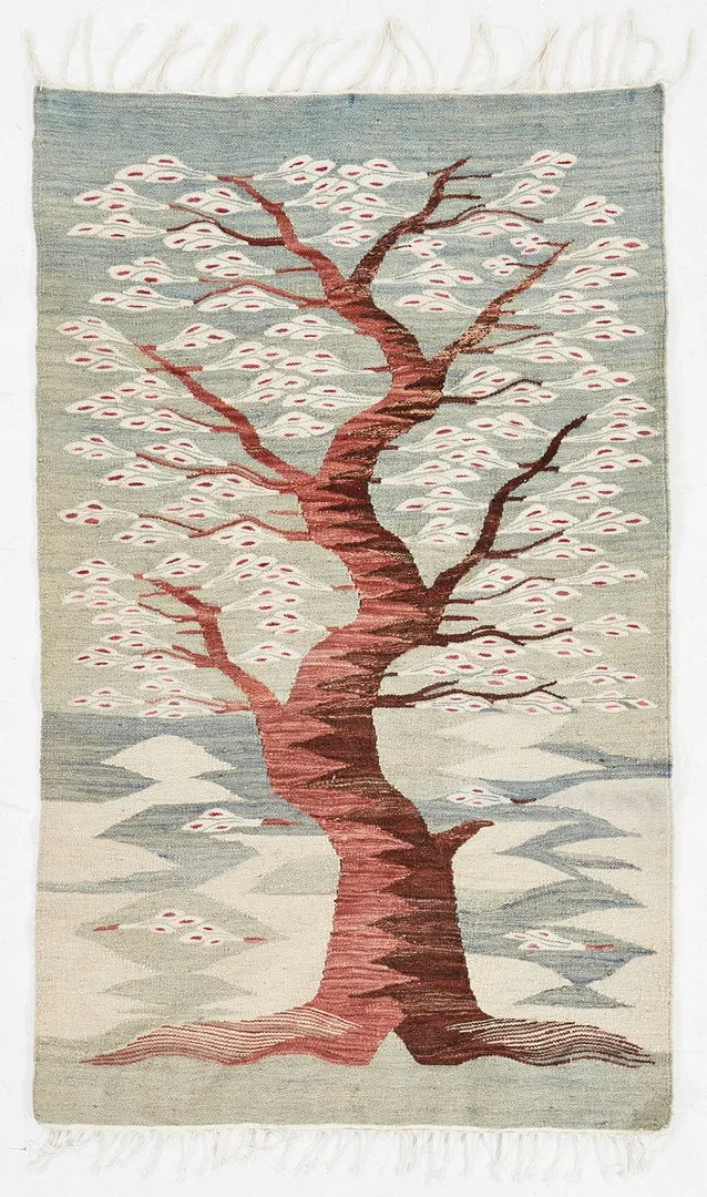 BONAD, gobelängteknik, blommande träd, ca 155x96 cm.
