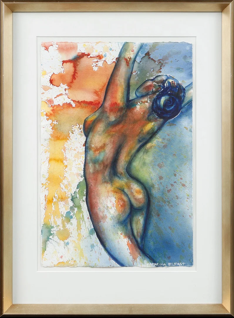 KATARINA ELFAST. "Vinterglöd", akvarell, signerad. — Paintings — Göteborgs Auktionsverk