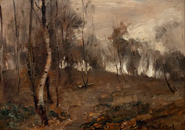 JAMES HERBERT SNELL (1861–1935). Landskap, olja på pannå, signerad, J Herbert Snell.