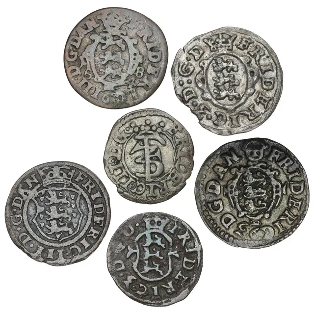 Frederik III, collection of coins, in total 12 pcs