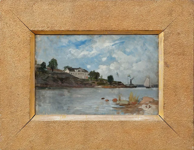 CARL SKÅNBERG. Motiv från Stockholms skärgård, olja på pannå, signerad.