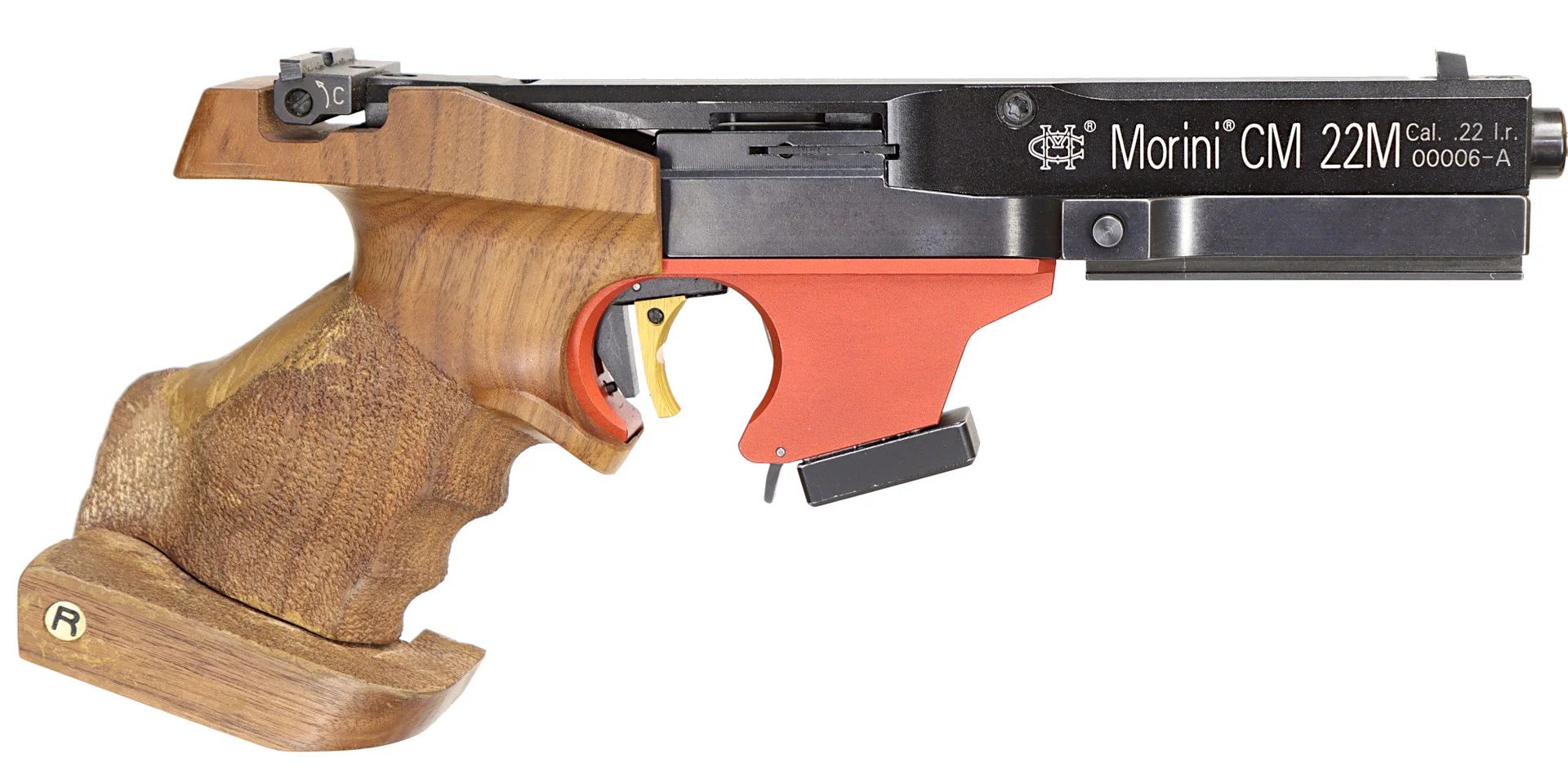 10. PISTOL, Halvautomatisk, fabrikat Morini, modell CM22M, kaliber .22LR, tillv.nr 00006-A, se-nr SE0137760. — Pistols — Walter Borg