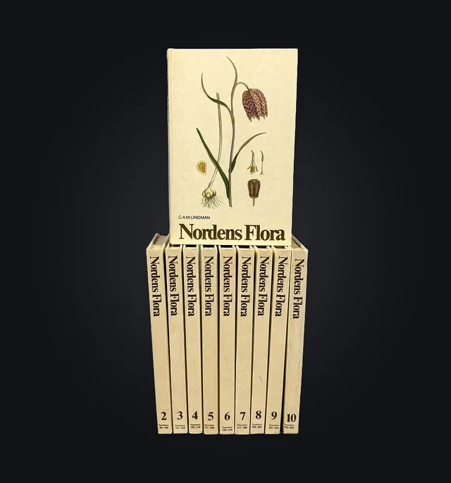 C. A. M. LINDMAN. "Nordens Flora", band 1-10, Wahlström & Widstrand, Stockholm, 1975.