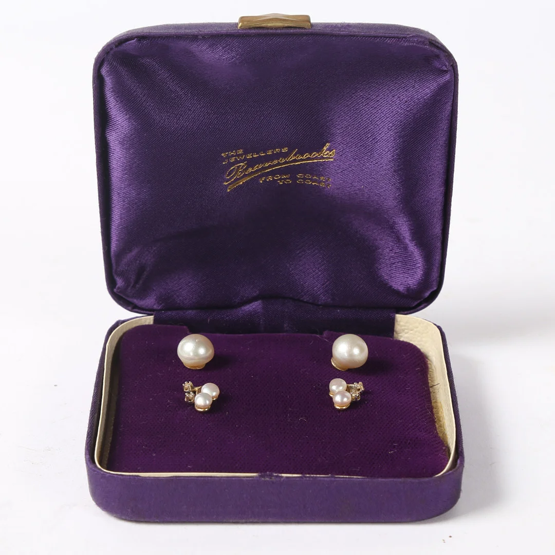 TWO PAIRS OF 9 CARAT GOLD AND PEARL EARRINGS (2). — Earrings — Bishop & Miller