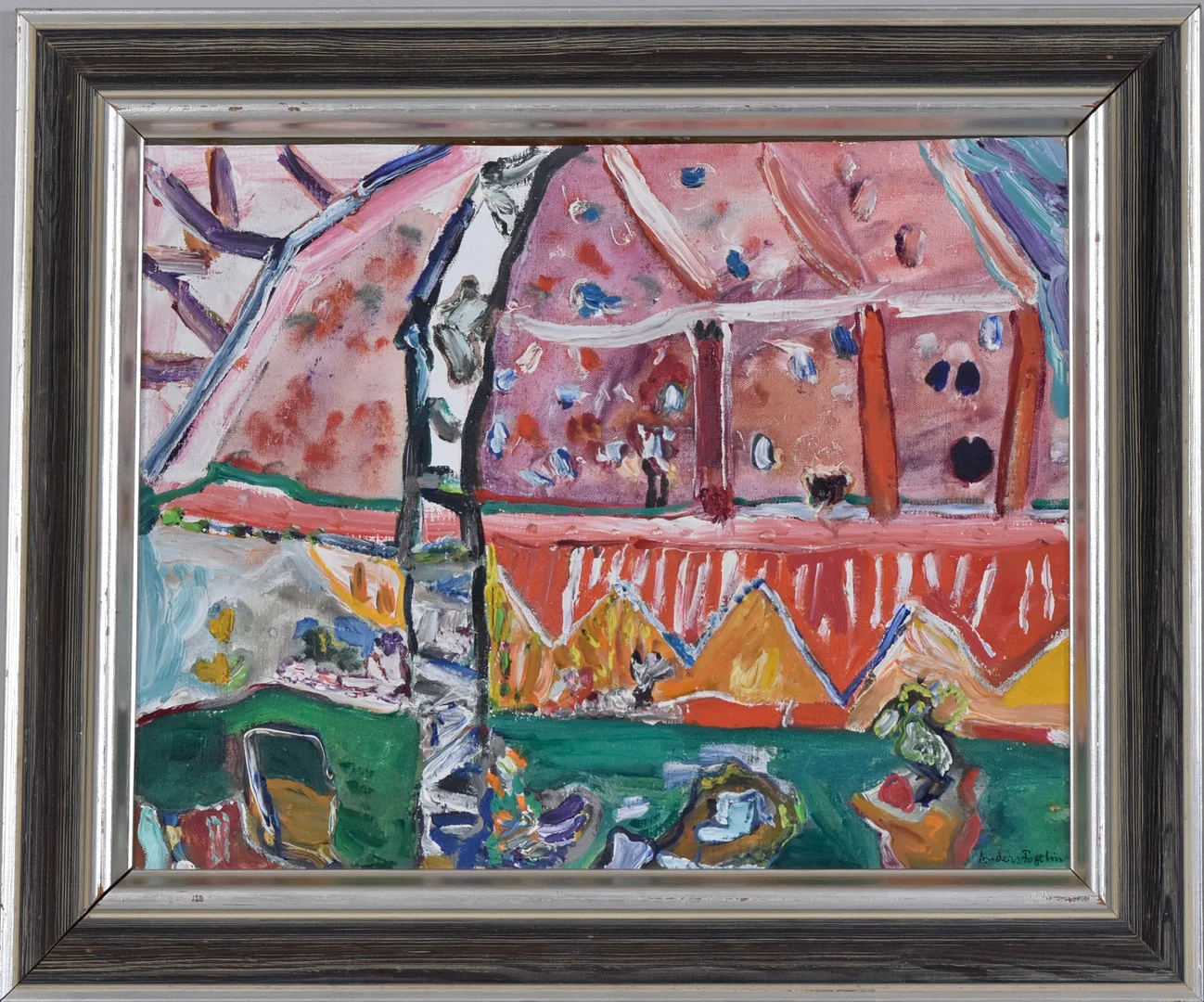 ANDERS FOGELIN. oljemålning på duk, uppklistrad på pannå. — Paintings — Halmstads Auktionskammare