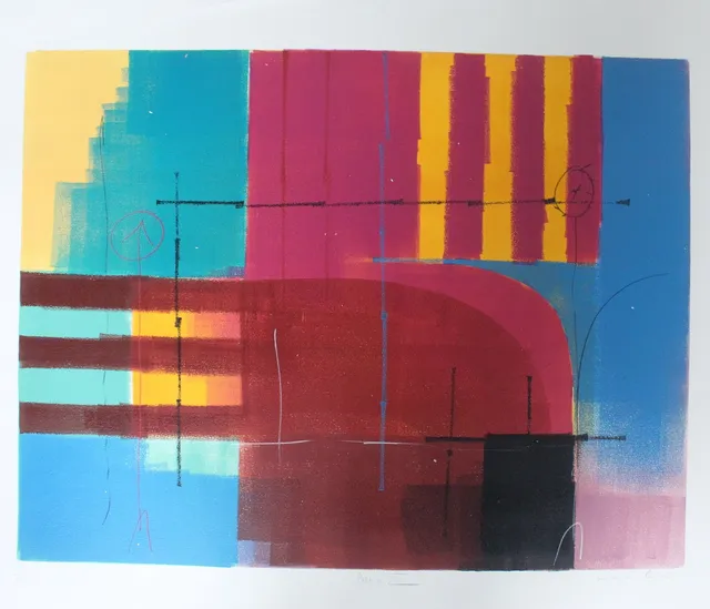 Unbekannter Künslter, Farblithographie, '' Ohne Titel'', signiert und limitiert.