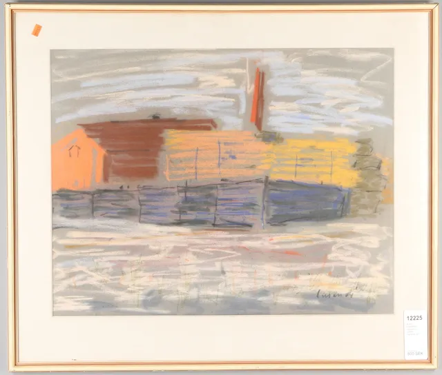 KURT CARENDI. Gårdsmotiv, pastell, signerad.