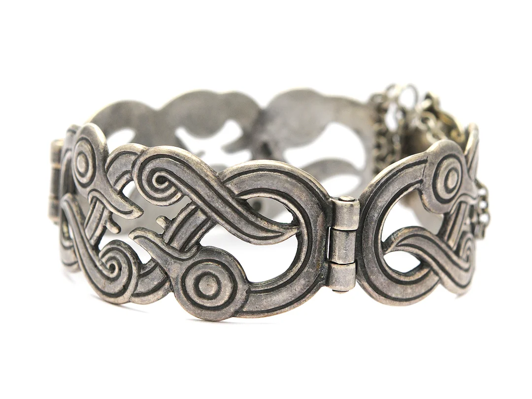 KALEVALA KURU, armband, silver, fornnordisk stil, Helsingfors Finland 1997, längd 18 cm, vikt 45,1 g. — Smycken/Armband — Kaplans