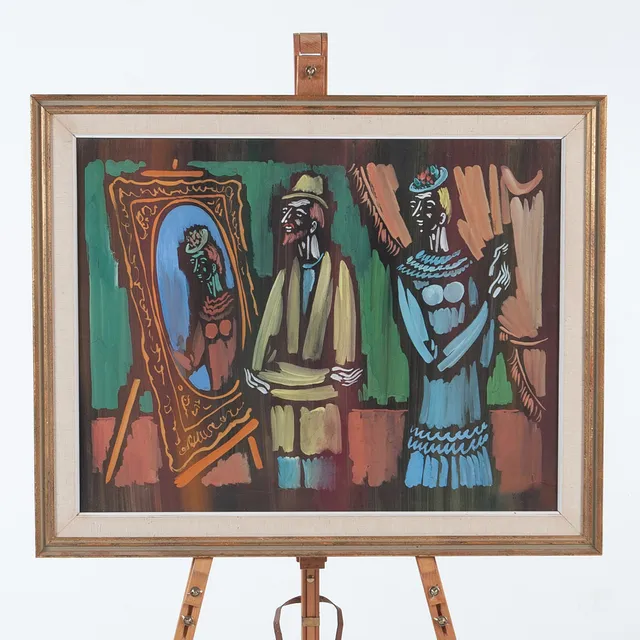 VYTAUTAS KASIULIS (1918–1995). "Figurer framför spegel", gouache på papper.