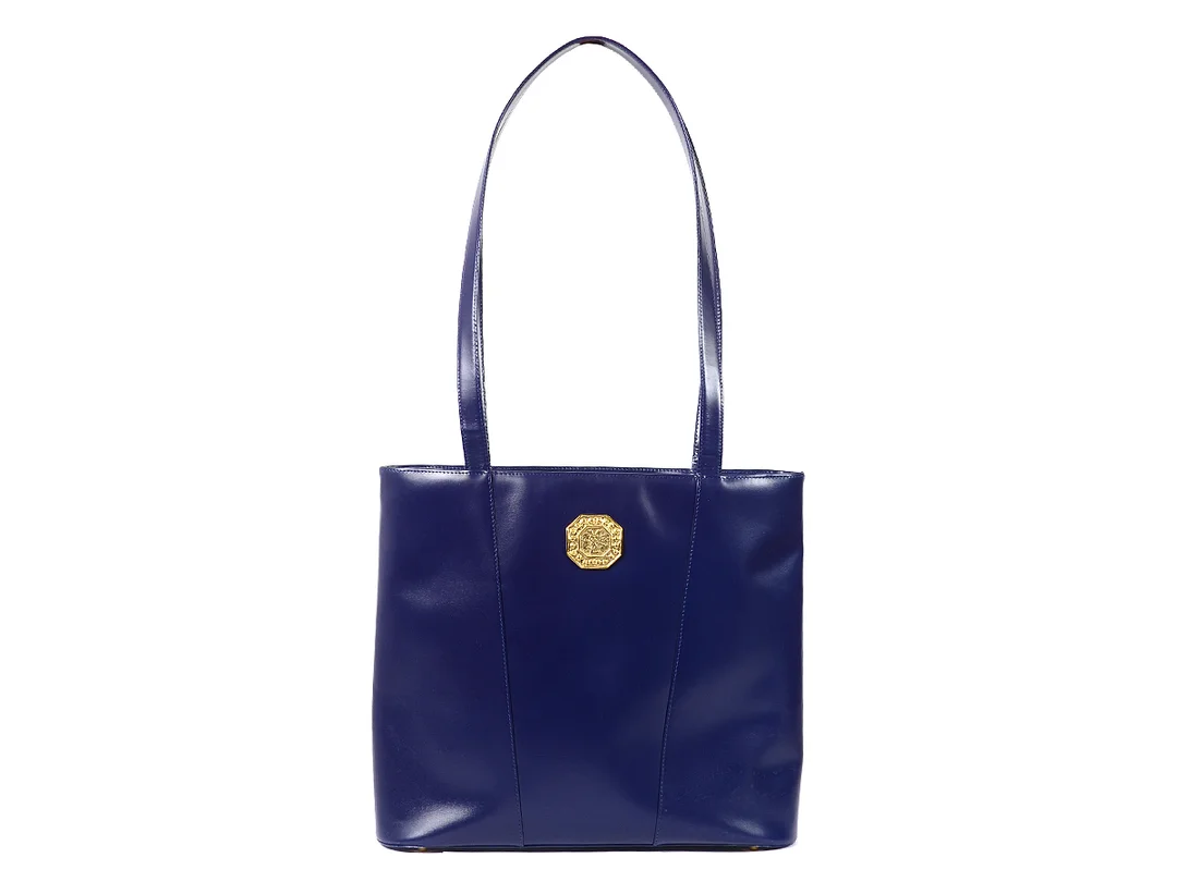 VÄSKA, YSL, vintage, blålila läder, 36x31x8 cm. — Accessoarer/Väskor — Kaplans