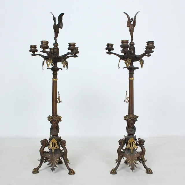 FERDINAND BARBEDIENNE. Paar Kandelaber, Bronze, Frankreich, um 1850.