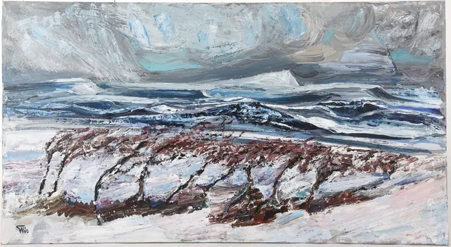 BENGT ELLIS. 1923-2007. Olja på duk, 60 x 110 cm, "Vårvinter i Härjedalen", signerad.
