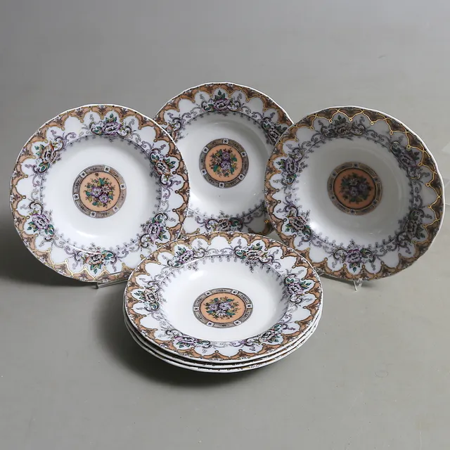 TALLRIKAR, 6 st, flintgods, "Parisienne", Rörstrand, 1800-talets andra hälft.
