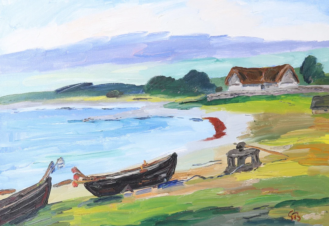 GÖRAN BRUNIUS. olja på duk, "Fårö, Gåsemorabukten", signerad. — Paintings — Gomér & Andersson Nyköping