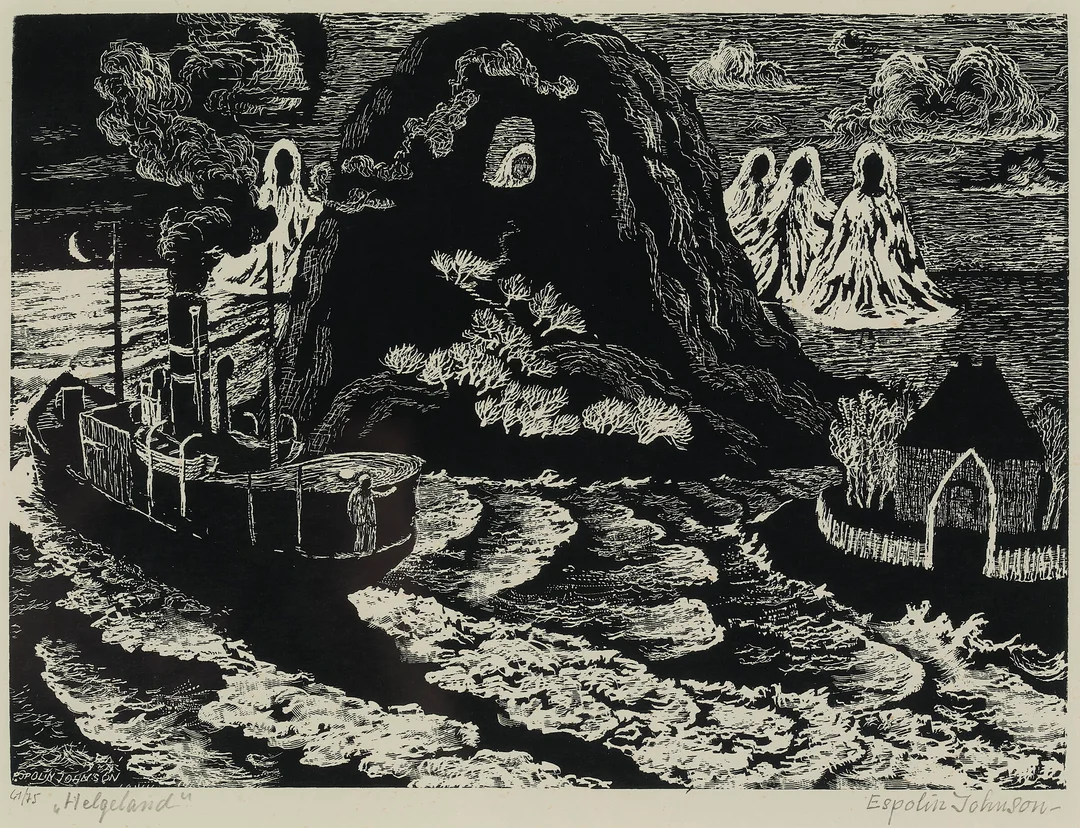 Johnson, Kaare Espolin — "Helgeland" 1953 — Kunst/Grafikk — Blomqvist