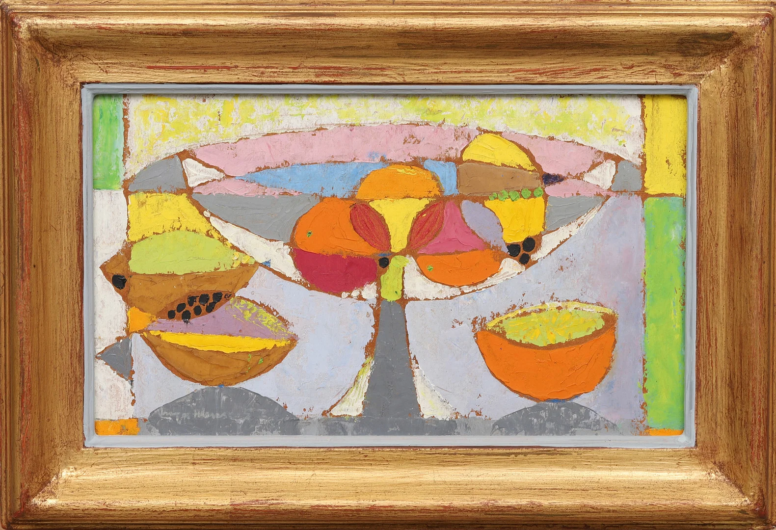 INGA HENSE (1919-1999). "Skål med frukter i motljus", olja på pannå, signerad och daterad -57. — Paintings — Crafoord Auktioner Malmö