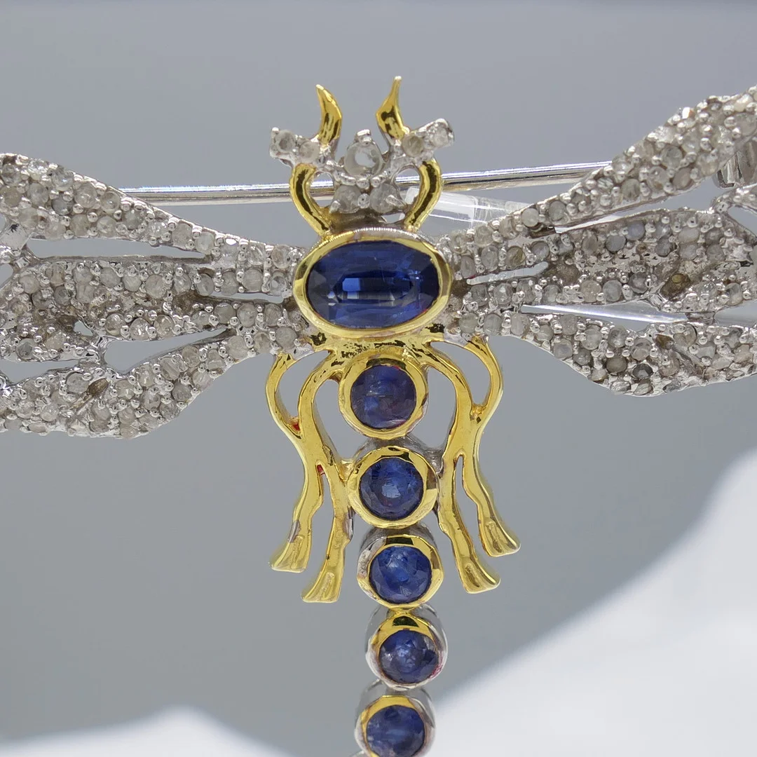 STUNNING KYANITE & DIAMOND brooch. — Brooches & Pendants — Rumsey’s Auctioneers
