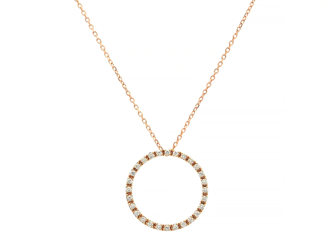 HÄNGE MED KEDJA, 18K roséguld, briljantslipade diamanter ca 0,25 ctv, ca TW-TCR/SI, kedjans längd 46 cm, vikt 2,7 g. — Smycken/Hänge med kedja — Kaplans