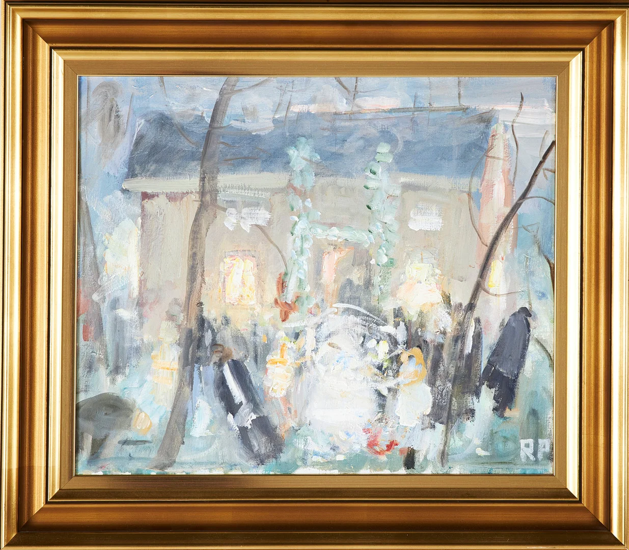 RAGNAR PERSSON. "Bröllop", olja på duk, monogramsignerad RP. — Paintings — Stockholms Auktionsverk Sickla