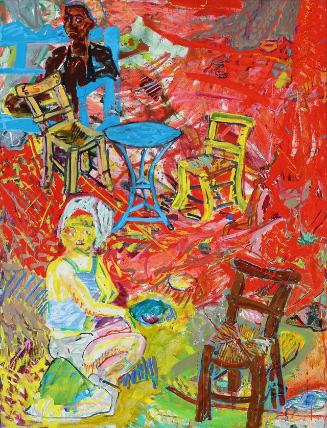 “Anna og Betty”, Crete, 1976. Signed on the reverse. Oil on canvas. 171×131 cm.