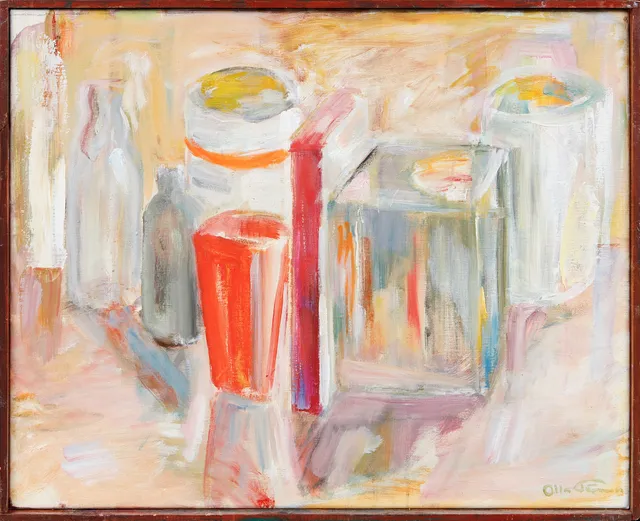 OLLE PETTERSSON. "Målarbord", olja på duk, signerad.