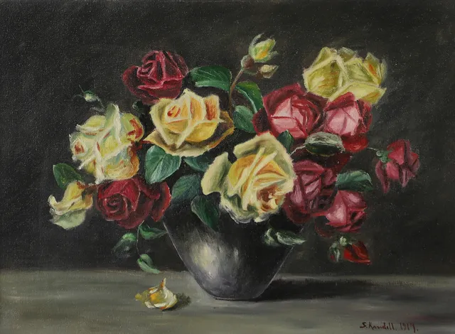 STURE KANDELL. Blomsterstilleben, olja på duk, signerad S. Kandell 1917.