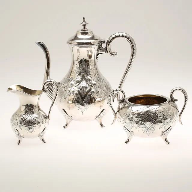 KAFFESERVIS, 3 delar, nysilver.