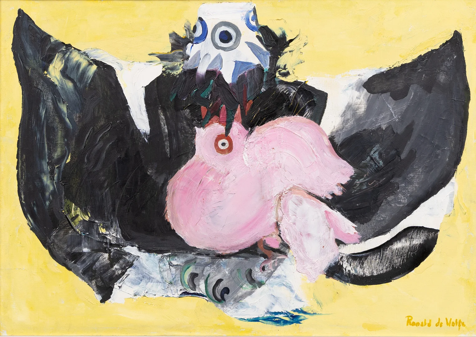 RONALD DE WOLFE. Våldet och den försvarslösa, olja på duk, signerad. — Paintings — Garpenhus Auktioner