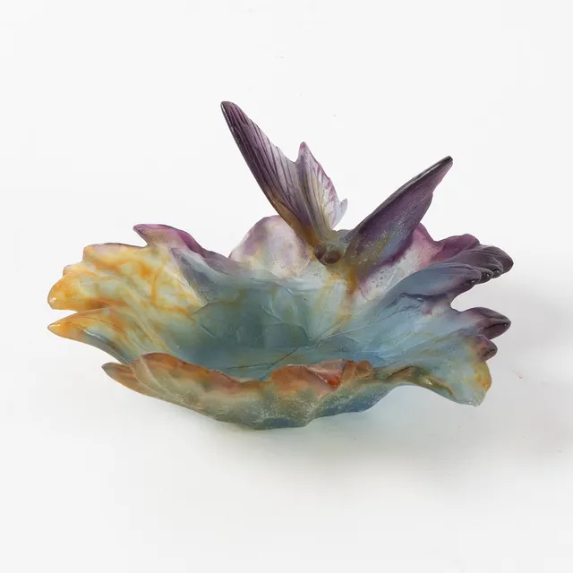 DAUM NANCY. Skål, glas, "Grand Papillon", pate de verre, signerad, Frankrike 1900-tal.