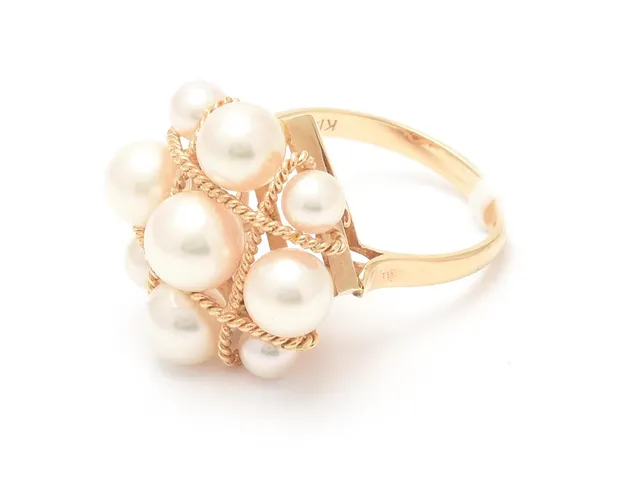 Ring 14K 5,2g Ø16¾ med odlade pärlor