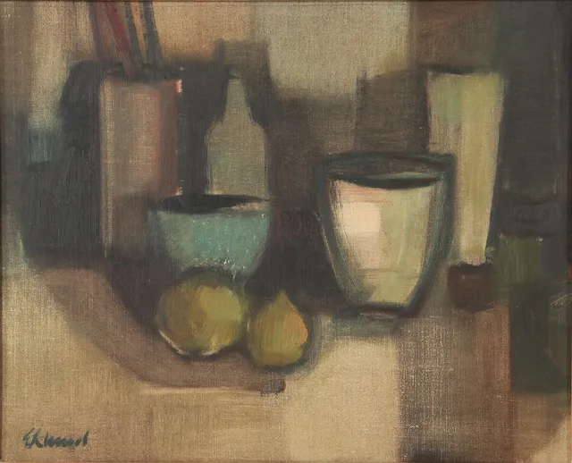 BENGT EKLUND. 1916-1989. Olja på pannå, stilleben, signerad.
