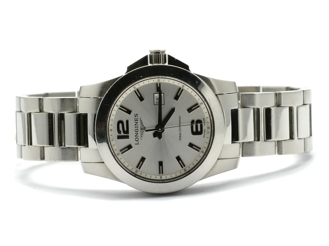 Longines, Conquest, (300m), refnr.L3.277.4, snr.39343413, damur, stål, quartz, datum, safirglas, batteribyte krävs, originallänk, viklås — Klockor/Longines — Kaplans