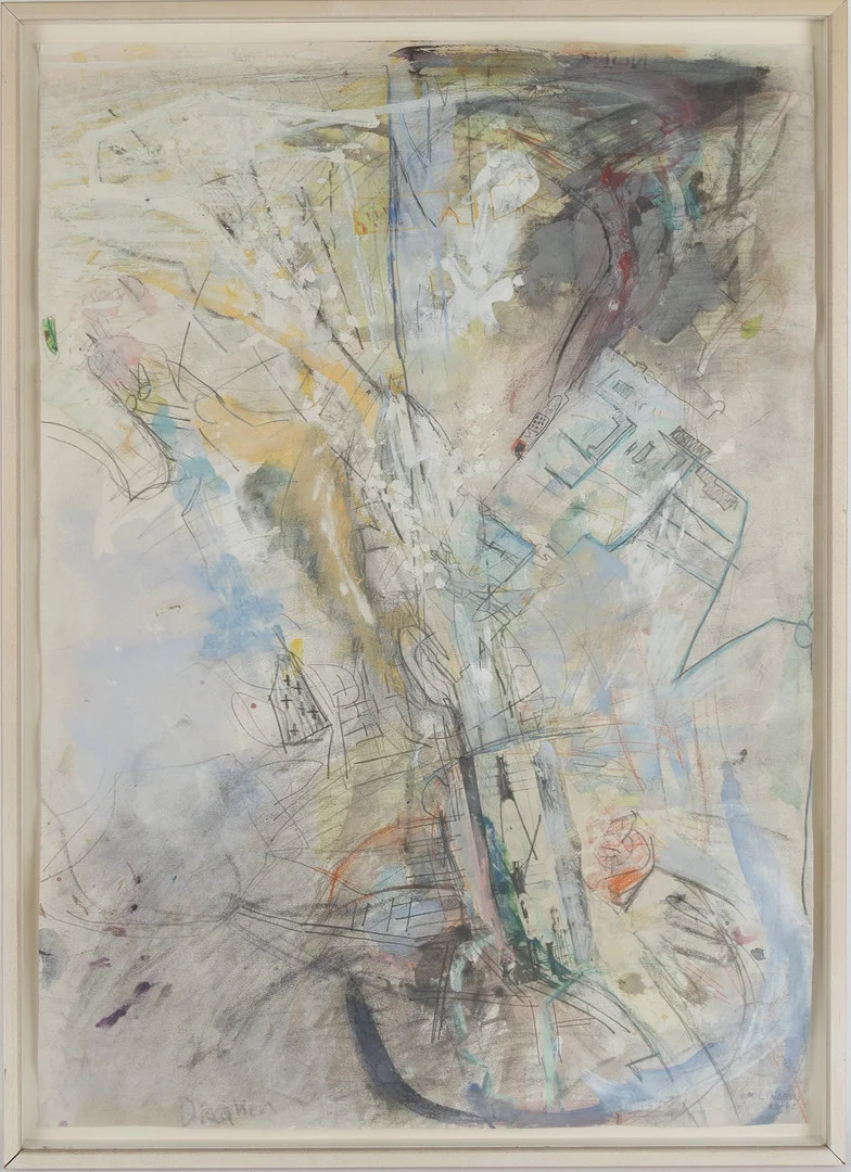 KENT LINDFORS (FÖDD 1938). Komposition, blandteknik på papper. — Paintings — Stockholms Auktionsverk Helsingborg