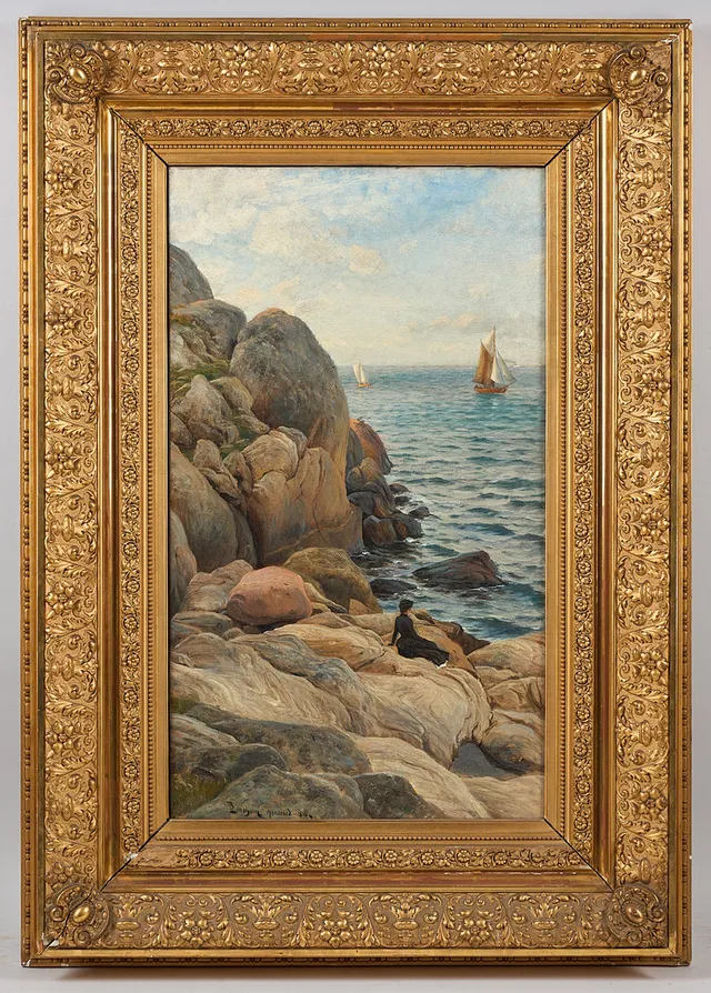 BERNDT LINDHOLM. Utsikt över havet, signerad samt daterad Marstrand -86, olja på duk.