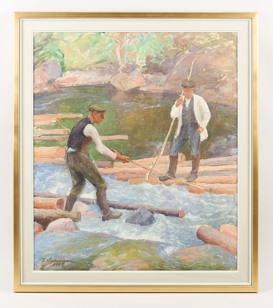 PEKKA HALONEN. "Stockflottare", signerad samt daterad 1925, olja på duk. — Paintings — Stockholms Auktionsverk Helsinki