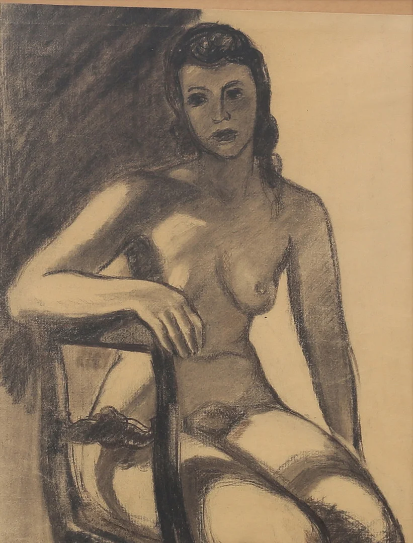 OKÄND KONSTNÄR. Nakenstudie. Kolpenna/blyerts, möjligen dold signatur. — Drawings — Auktionshuset Thelin & Johansson
