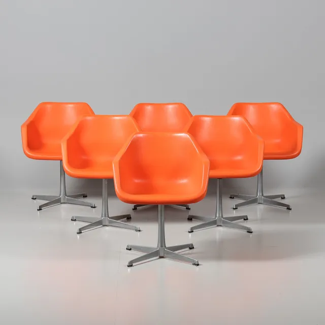 ROBIN DAY. STOLAR, 6 stycken, metall samt plast, Hille / Overman.