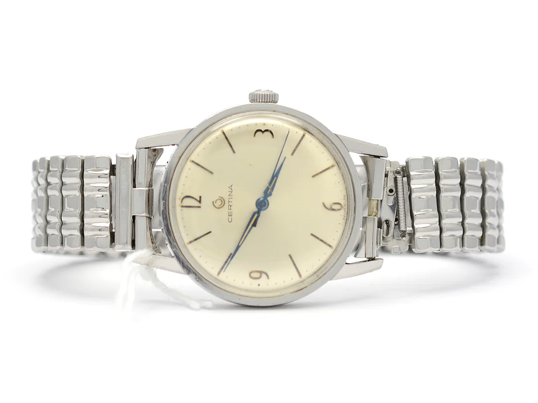 Certina, herrur, 7101075, 4792593, manuell, stål, plastglas, flexarmband skadat — Klockor/Certina — Kaplans