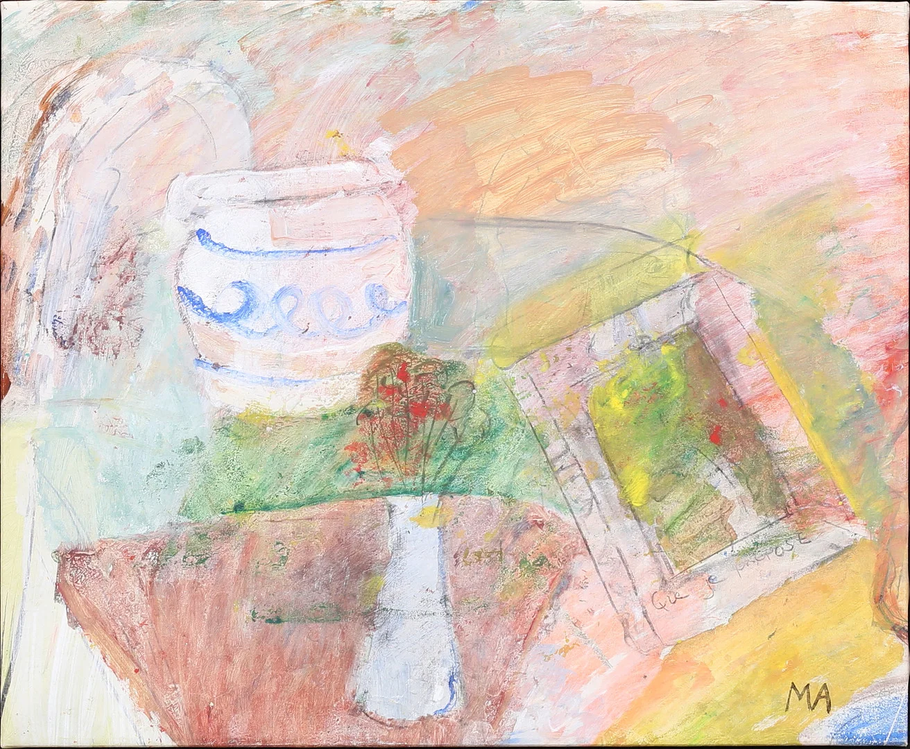 MAJ ARNELL (1910-2005). "På bordet", olja på duk, a tergo signerad och betitlad. — Paintings — Garpenhus Auktioner